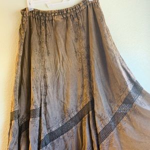 Long brown hippie indie skirt